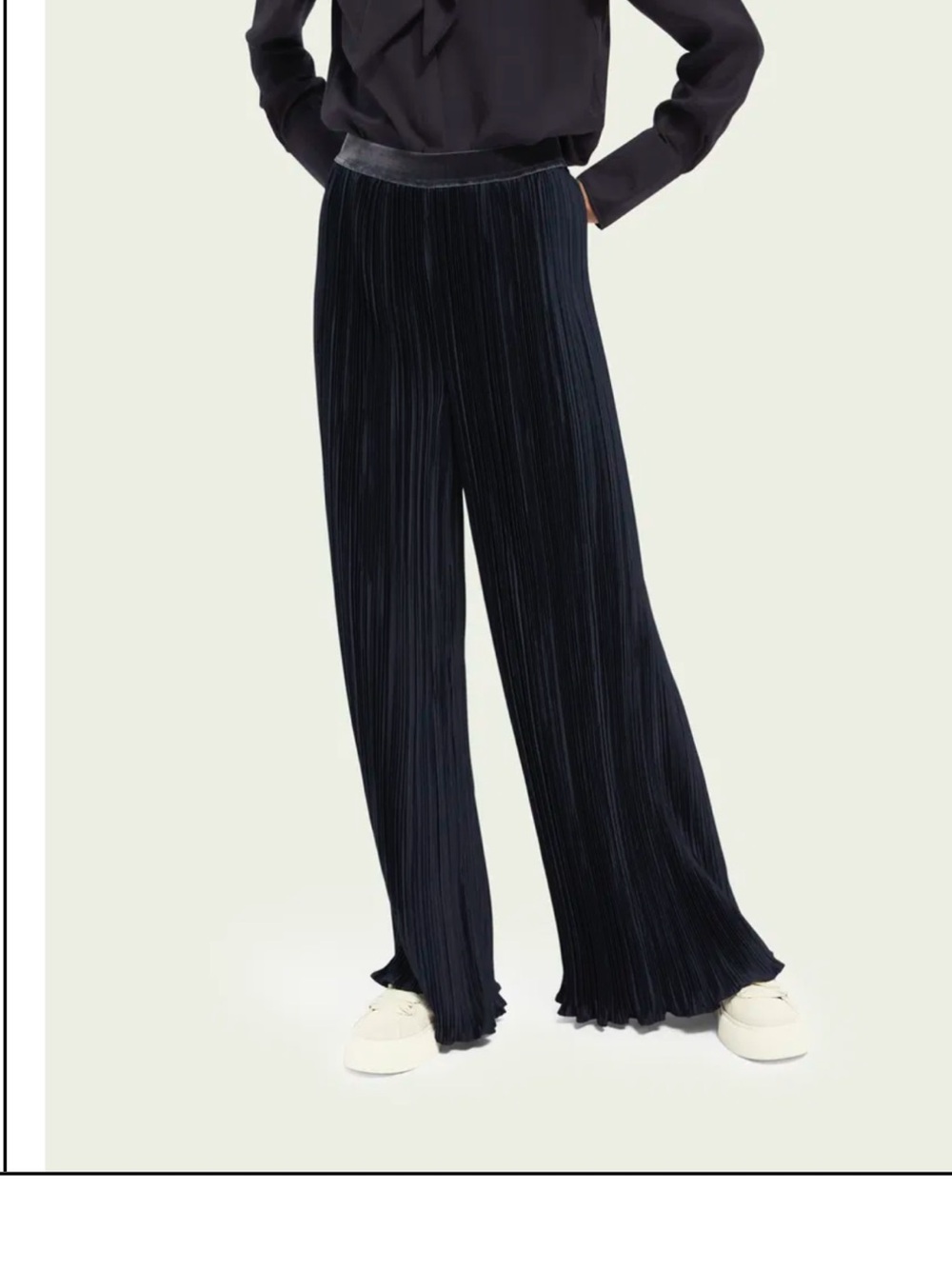 NWT Scotch & Soda Navy Plisse Pleated Wide-Leg Pants Small MSRP $165
